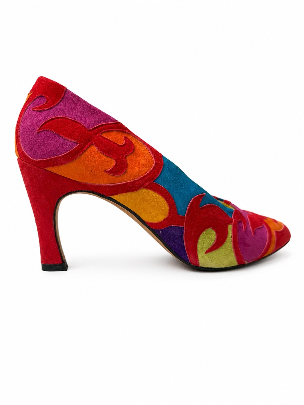 Zalo Multicolor Suede Heel in Red, Purple, Orange, Blue, Yellow, Green Size 10